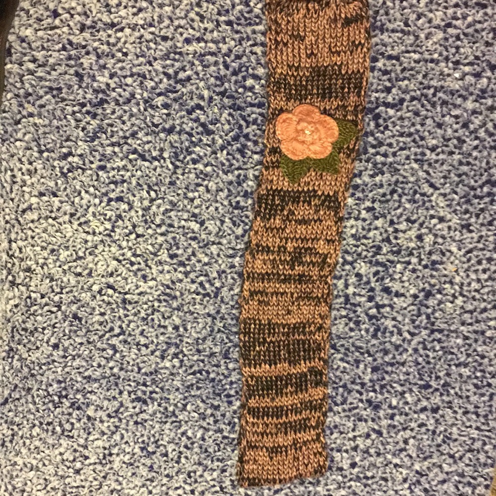 Handmade knit flower scarf